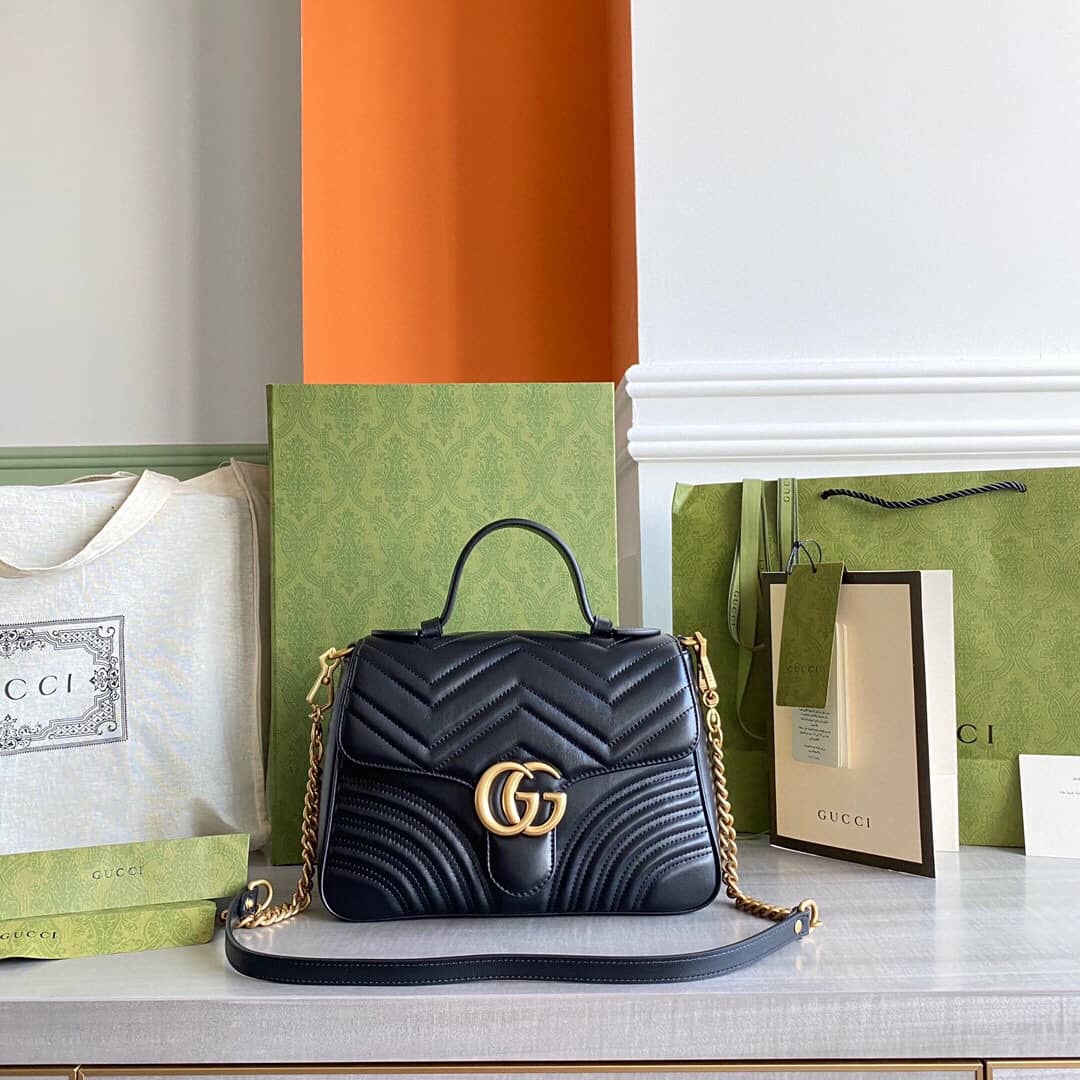 Gucci Marmont Dupe Mini GG Marmont Replica Bag Black 498100