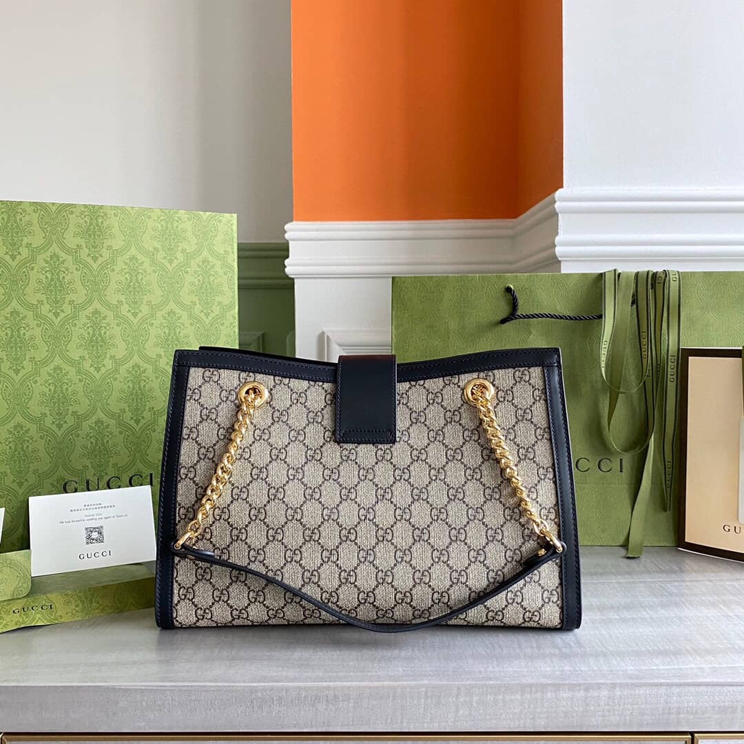 Gucci Padlock Medium GG Supreme Shoulder Bag Replica Gray Black 479197