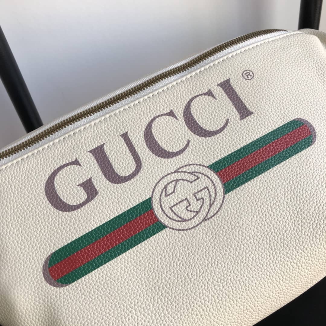Gucci Print Leather Belt Waist Bum Bag Replica White 493869