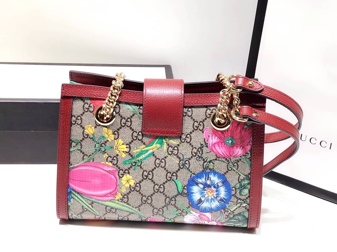 Gucci Padlock Small GG Supreme Canvas Shoulder Bag Replica Red 498156