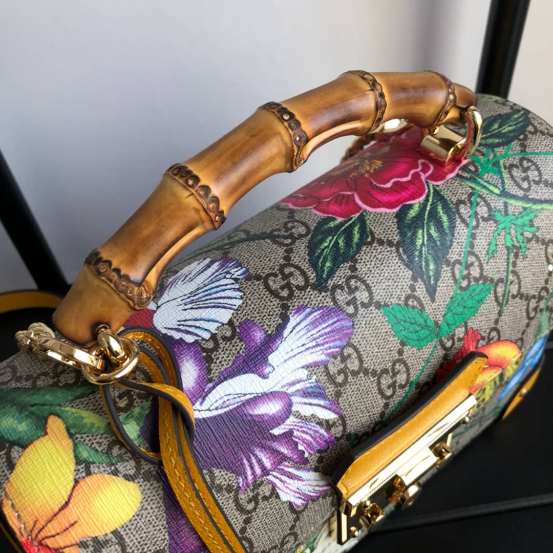 Gucci Padlock GG Small Bamboo Shoulder Bag Replica Yellow 603221