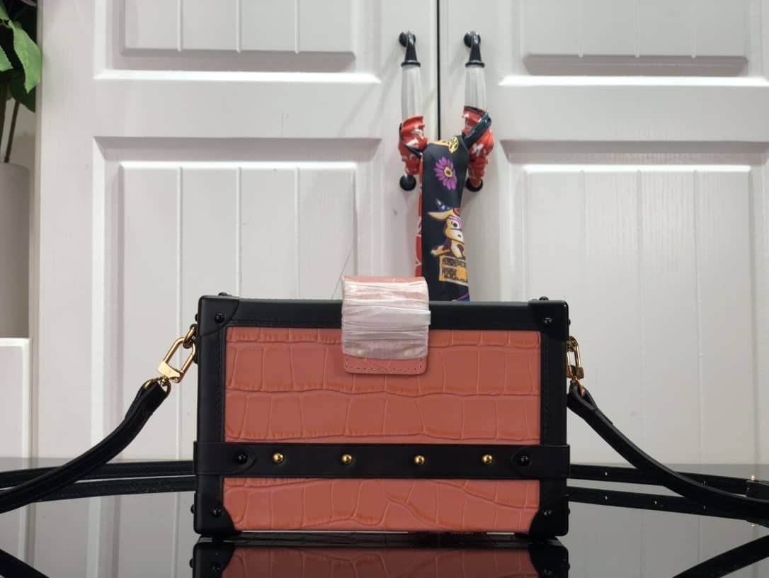 Louis Vuitton Petite Malle Brilliant Alligator Leather Replica Handbag Orange N93817