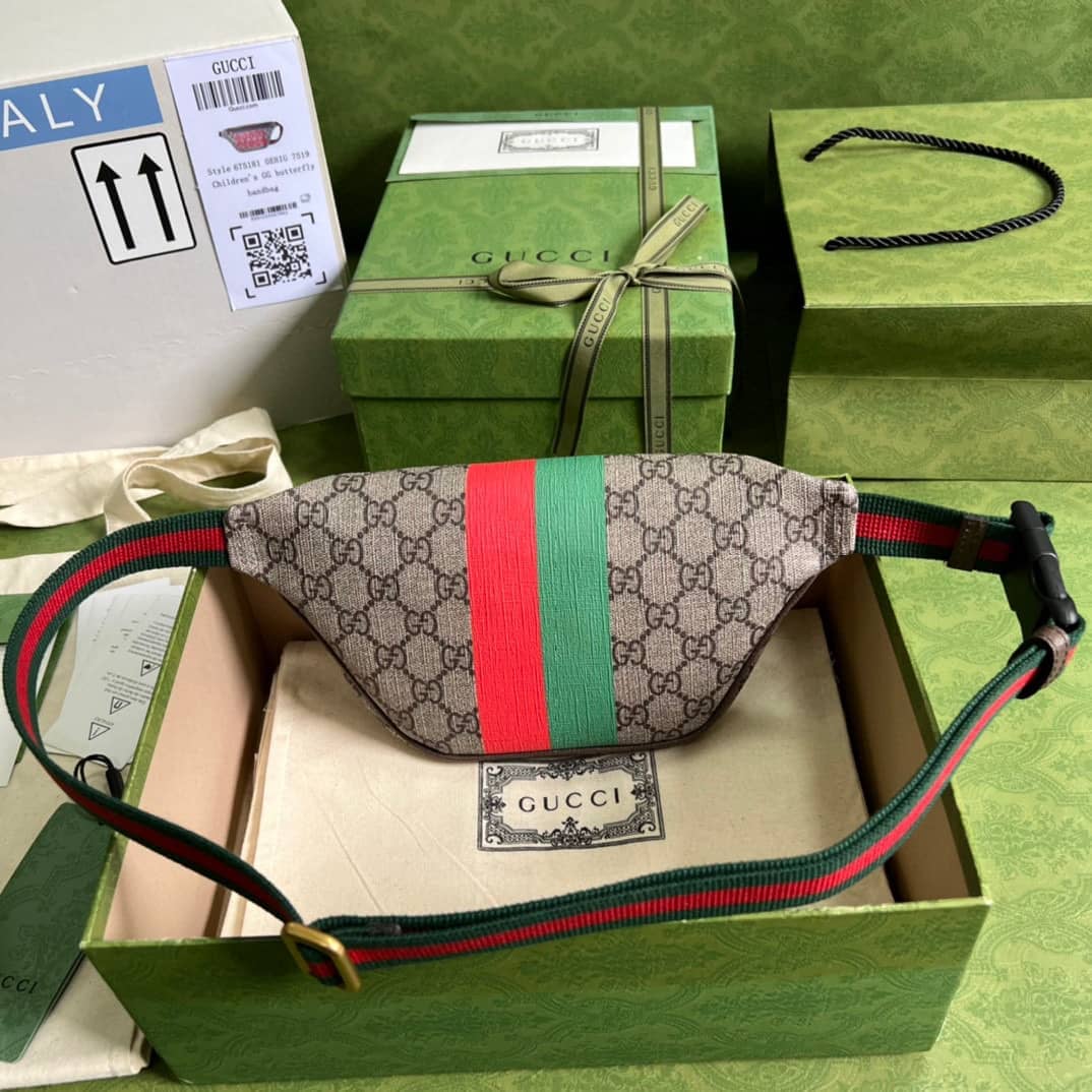 Gucci Supreme Canvas Tiger GG Belt Bag Beige Ebony 675181 Replica