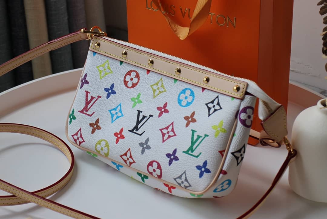 Louis Vuitton Pochette Dupe Monogram Multi Accessoires  Pouch White M92649