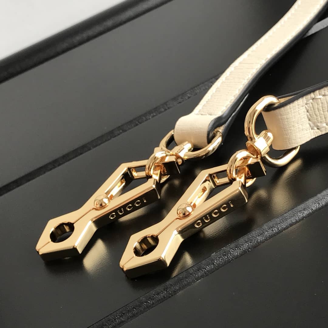 Gucci Sylvie Small Leather Shoulder Bag Replica Beige 524405