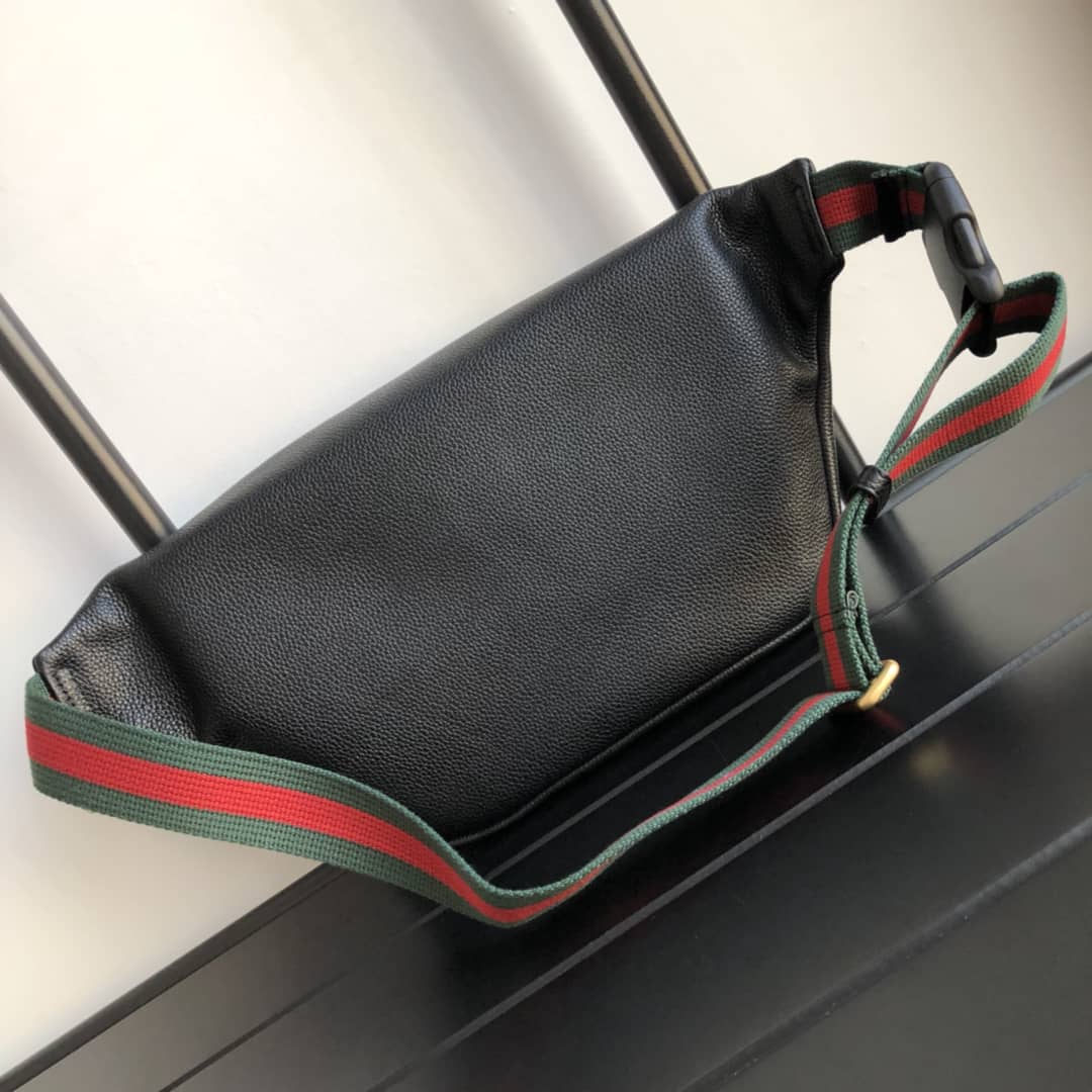 Gucci Print Leather Belt Waist Bum Bag Replica Black 493869