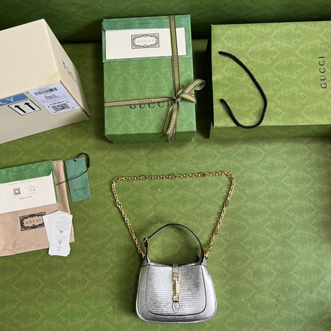Gucci Jackie 1961 Mini Shoulder Bag Silver Leather 675799 Replica