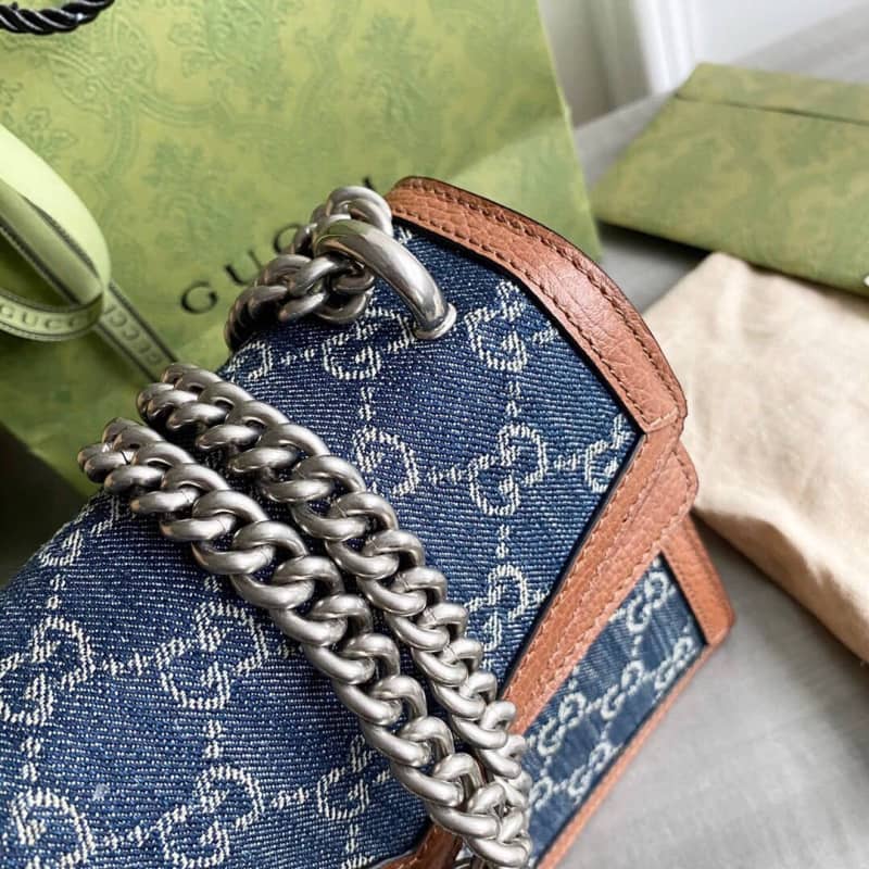 Gucci Dionysus Dupe  GG Supreme Dionysus Chain Shoulder Bag Replica Blue 400249