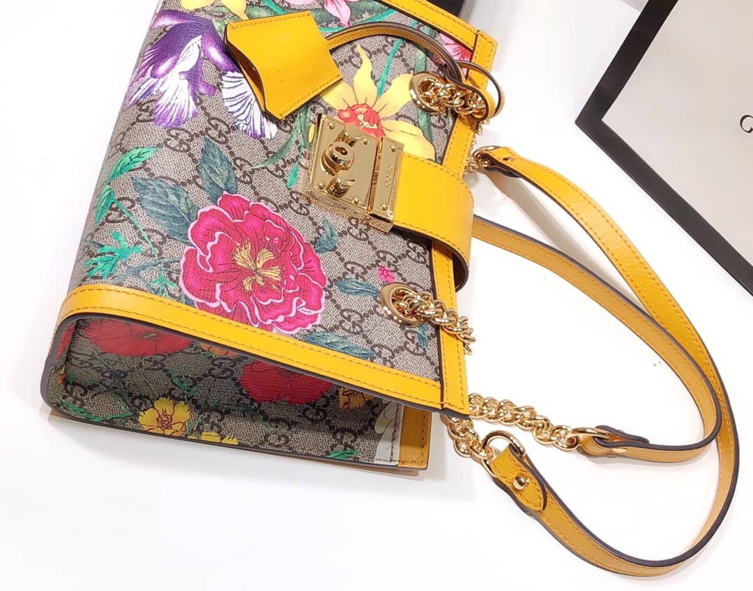 Gucci Padlock Small GG Supreme Canvas Shoulder Bag Replica Yellow 498156