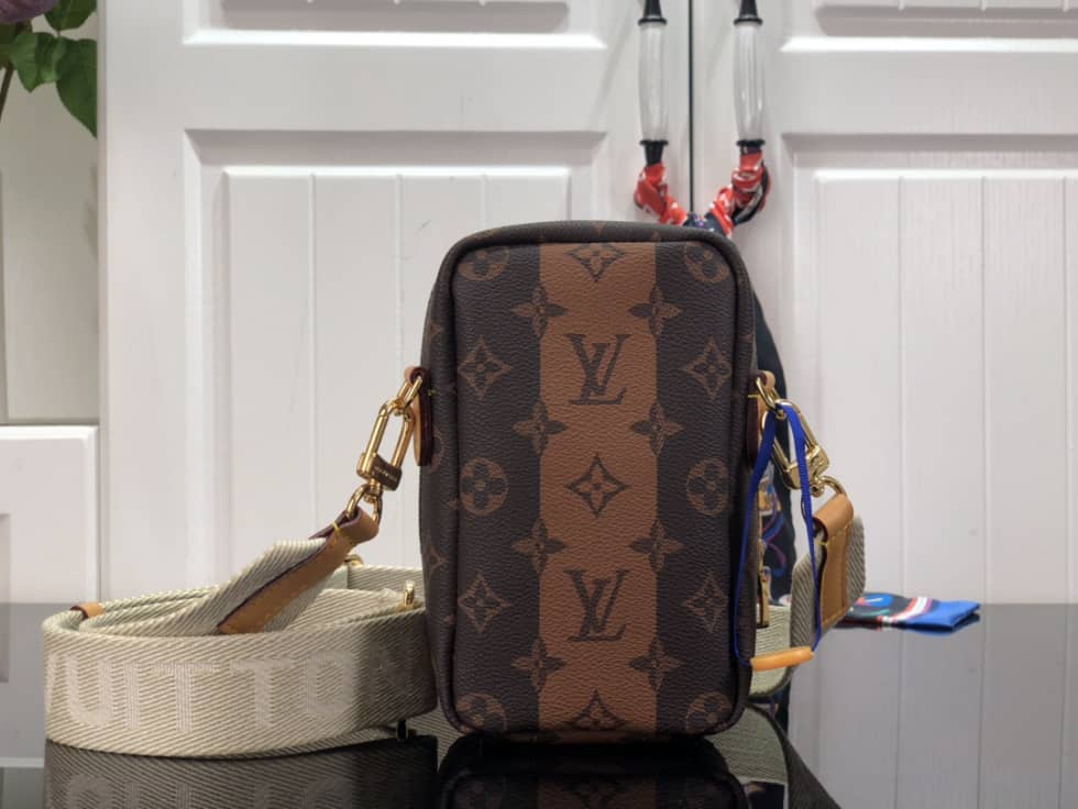 Louis Vuitton x Nigo Flap Double Pouch Brown M81005 Replica Phone Bag