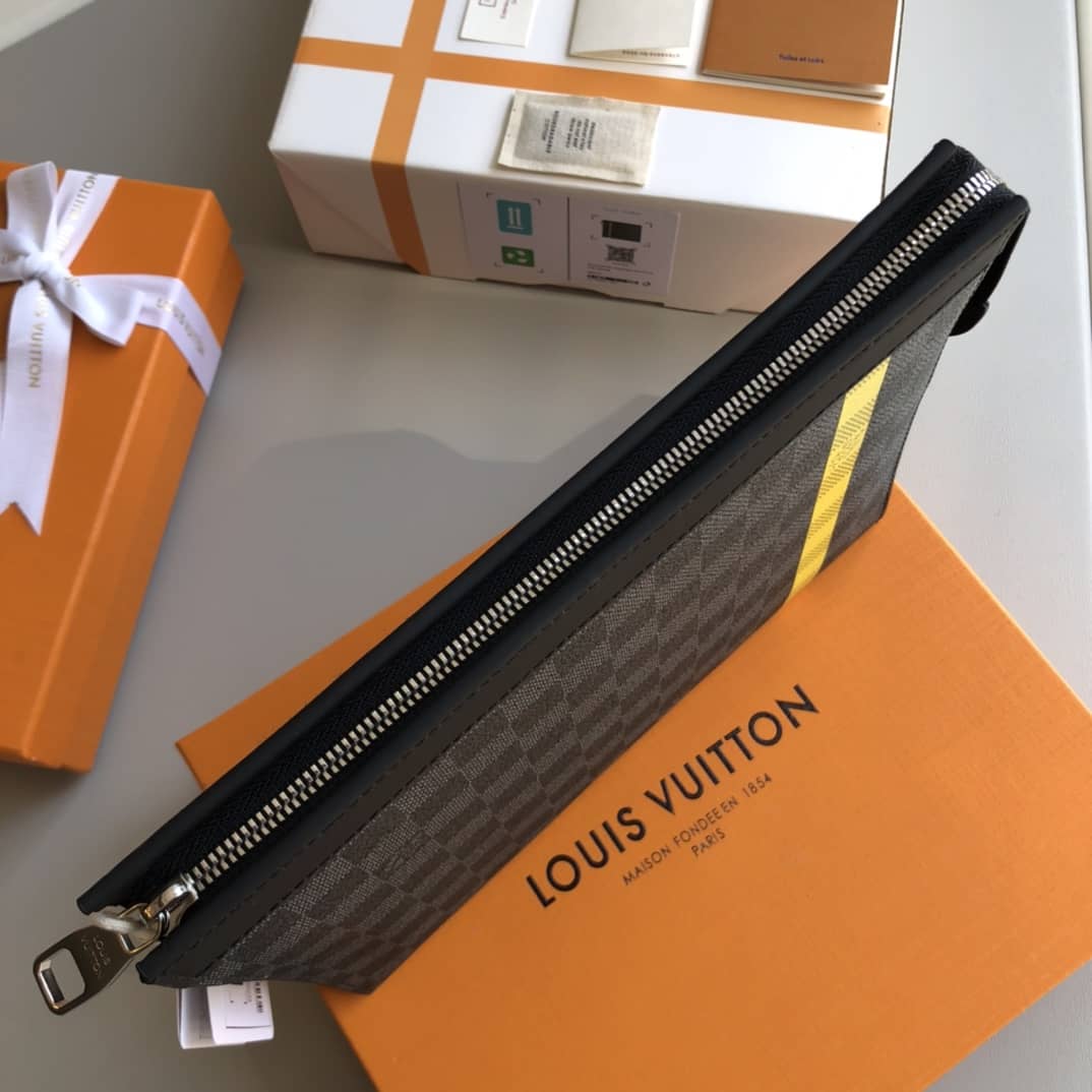 Louis Vuitton Stripe Replica Pochette Voyage MM Damier Graphite Yellow N60107