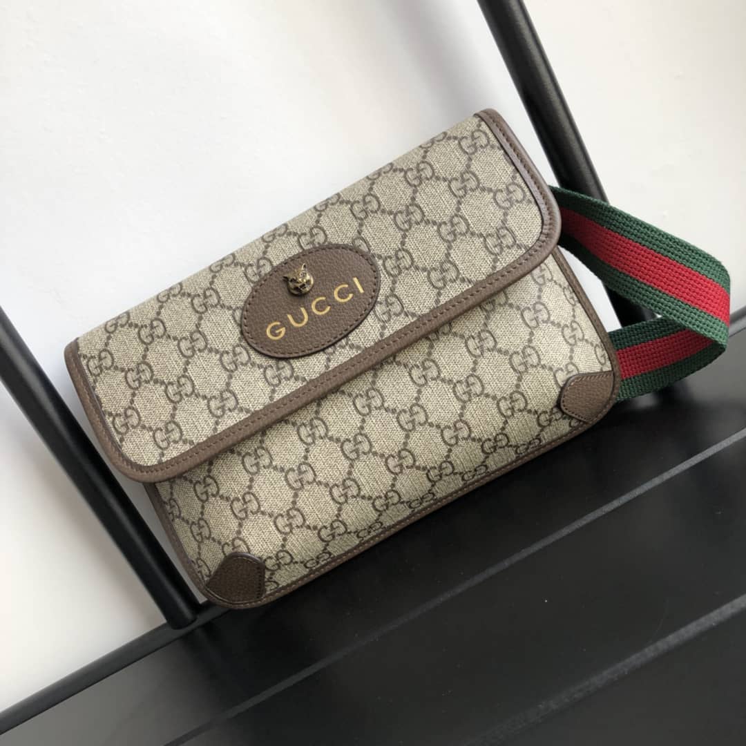 Gucci Neo Vintage GG Supreme Belt Bag Replica Brown 493930