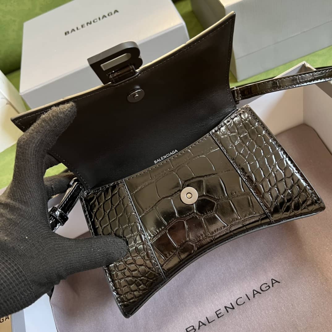 Balenciaga Hourglass Leather Top Handle Replica Bag