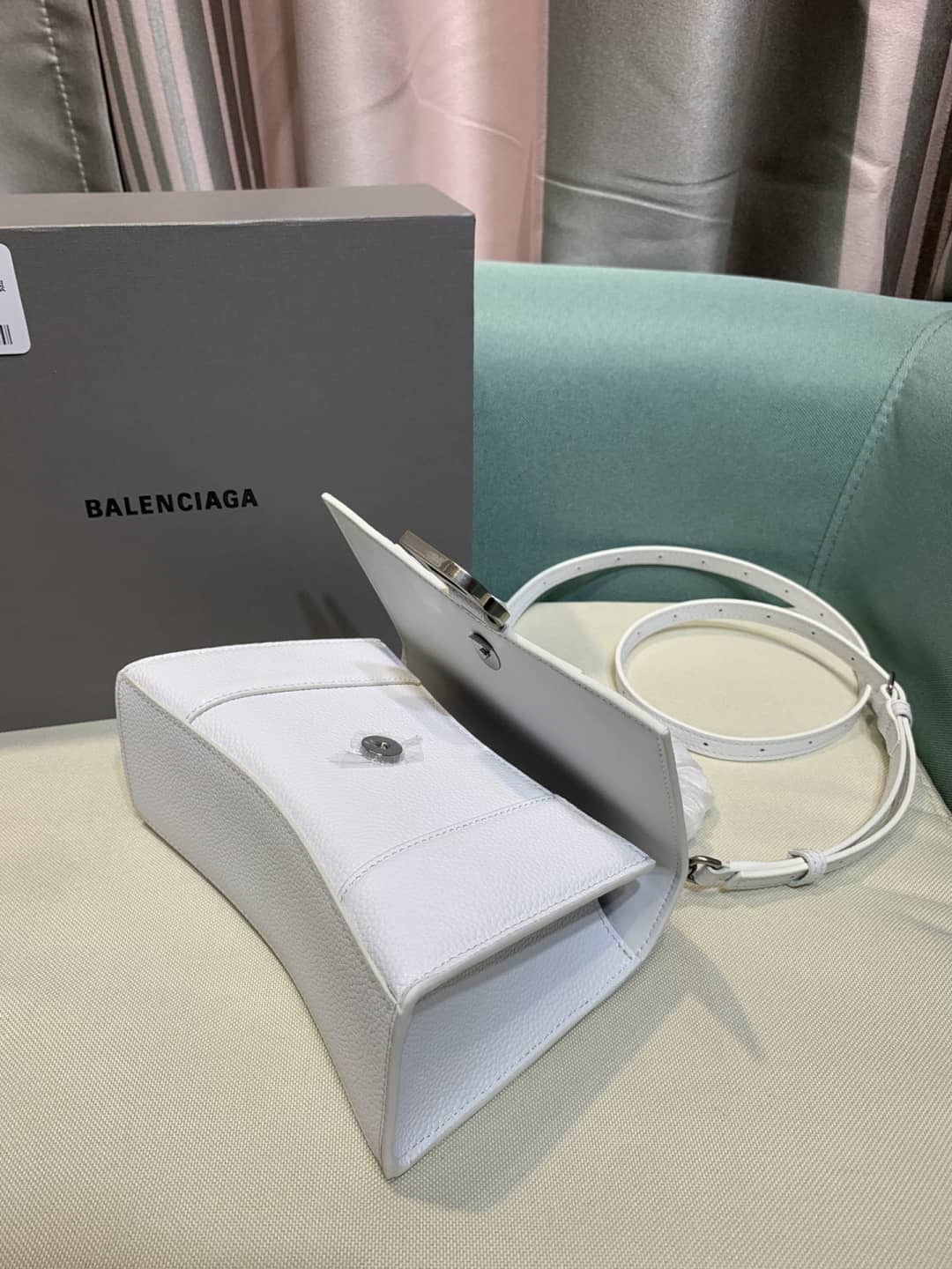 Balenciaga Hourglass Leather Top Handle Replica Bag