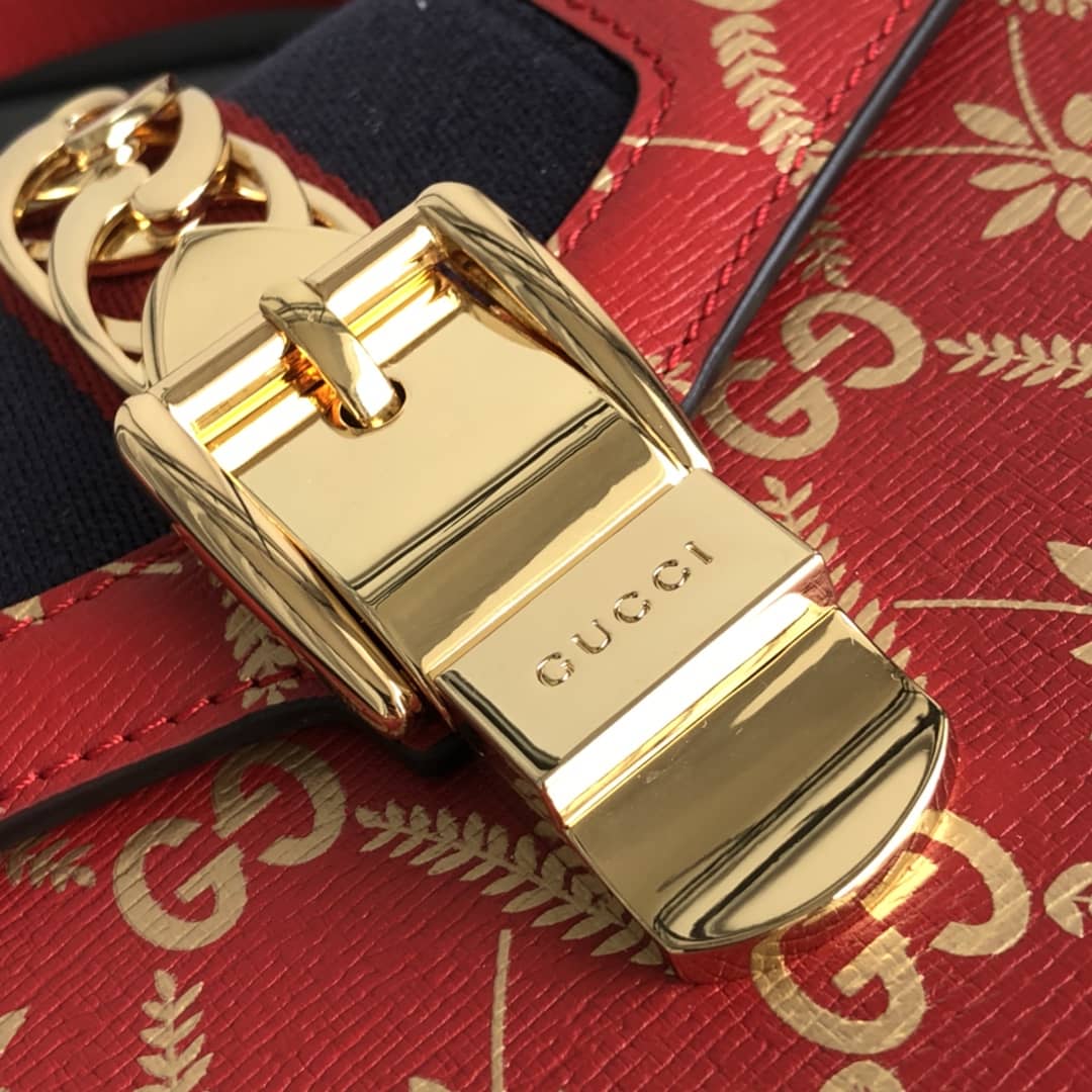 Gucci Sylvie Leather Mini Shoulder Bag Replica White Red 470270