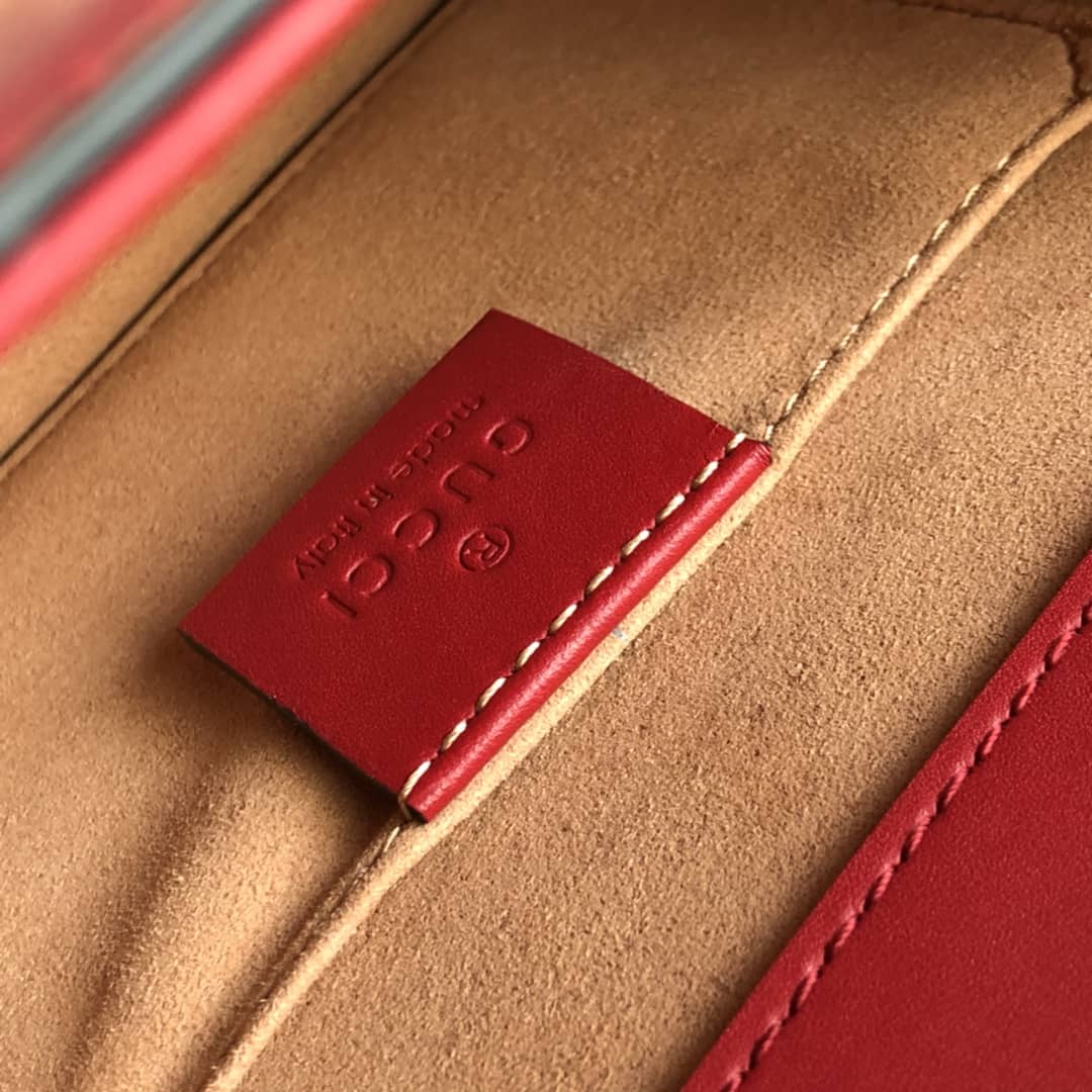 Gucci Sylvie Leather Mini Shoulder Bag Replica White Red 470270