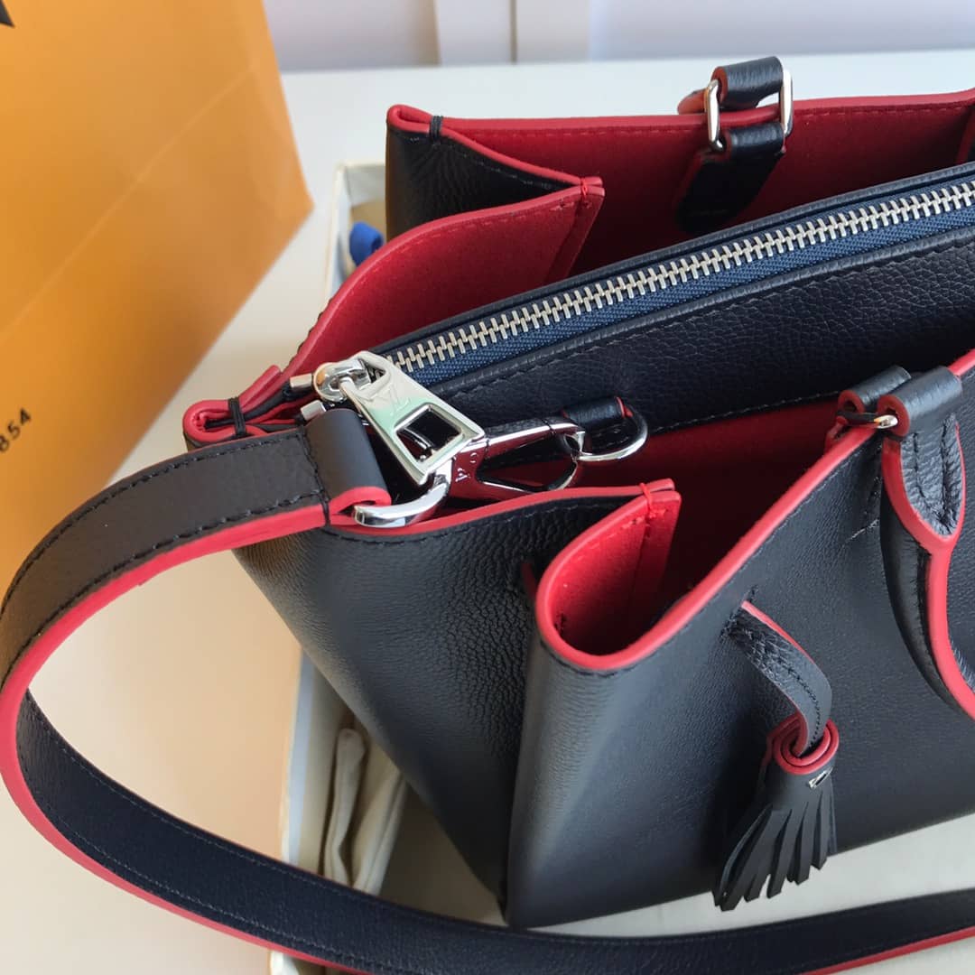 Louis Vuitton Lockmeto Leather Tote Replica Black M54569