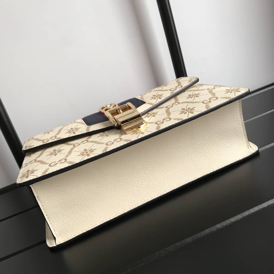 Gucci Sylvie Small Leather Shoulder Bag Replica Beige 524405