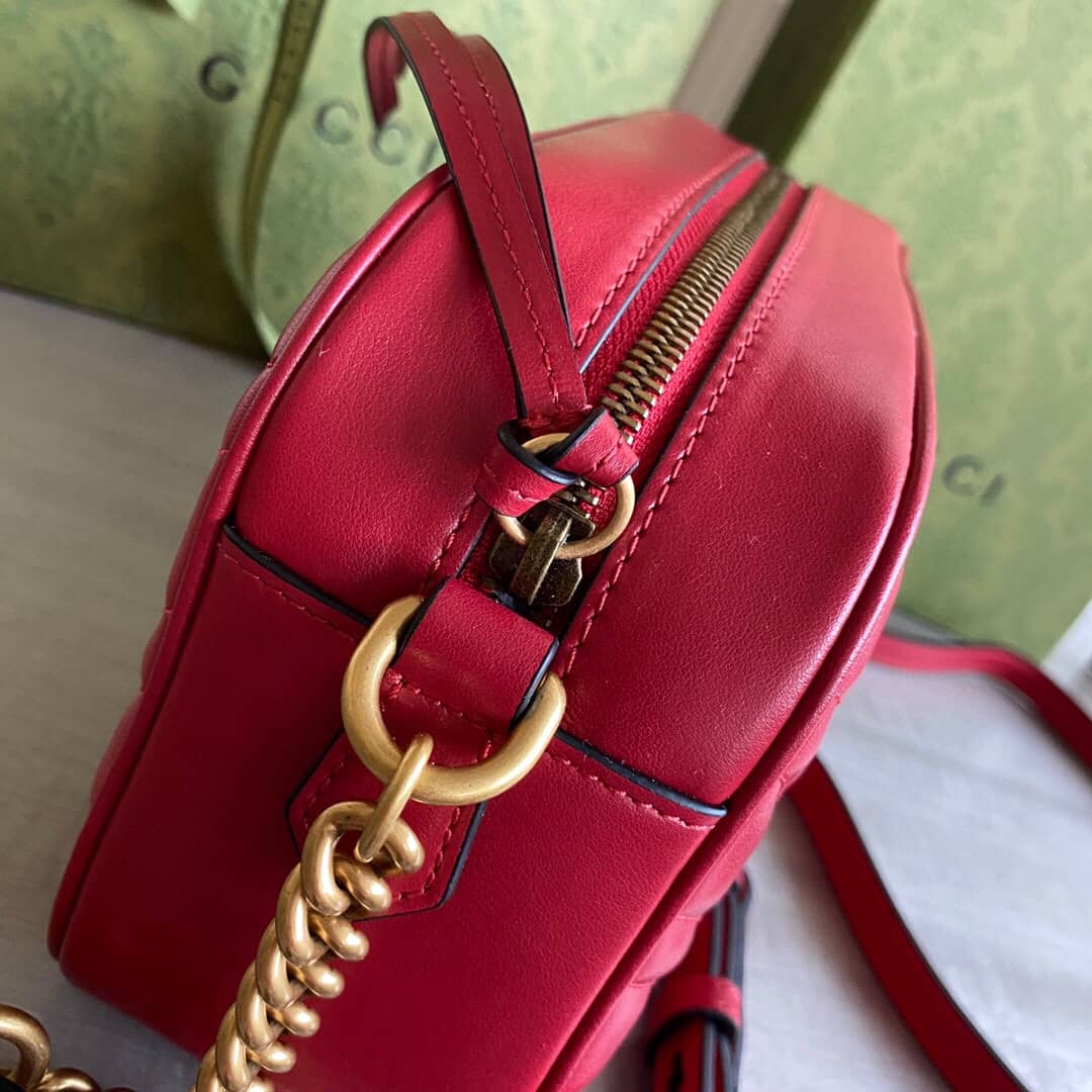 Gucci Handbag Dupes GG Marmont Small Shoulder Handbag Camera Bag Replica Red 447632
