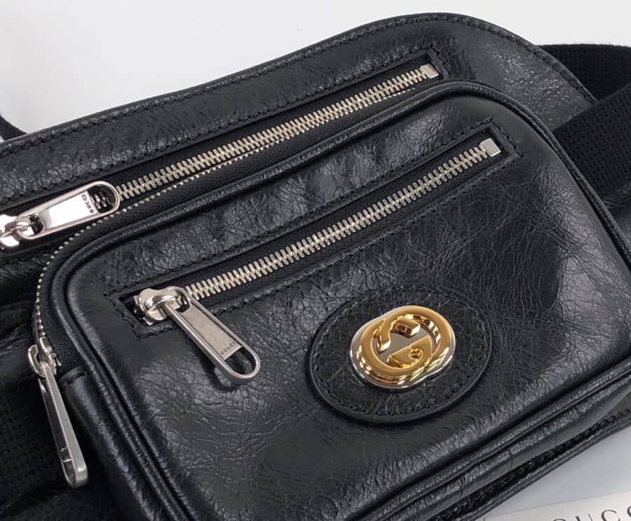 Gucci Soft Leather Belt Bag Replica Black 575857