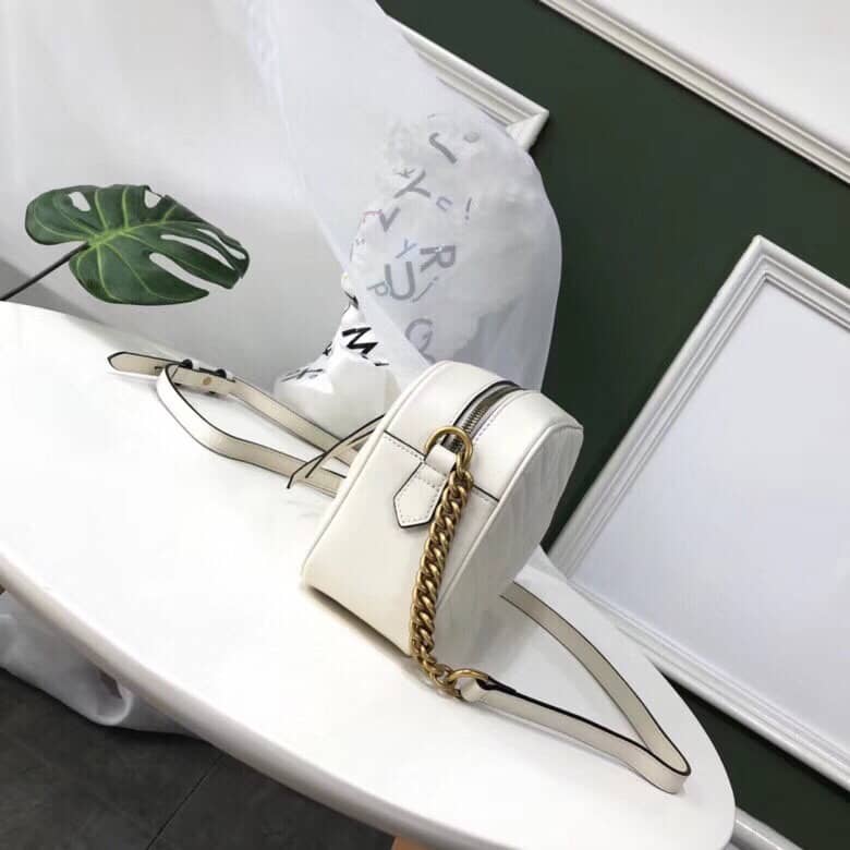 Gucci Handbag Dupes GG Marmont Small Shoulder Handbag Camera Bag Replica White 447632