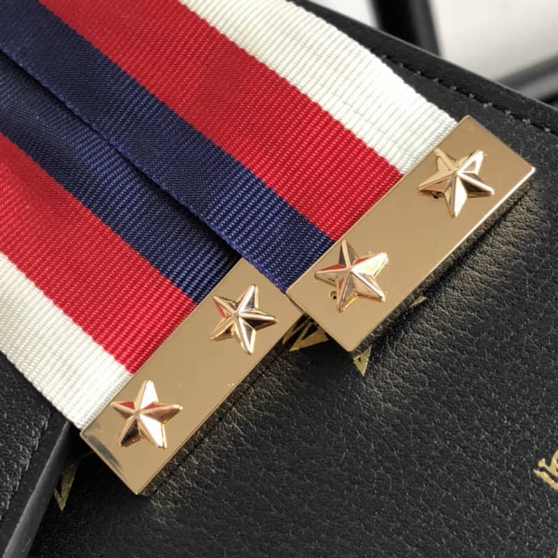 Gucci Sylvie Small Leather Shoulder Bag Replica Black 524405