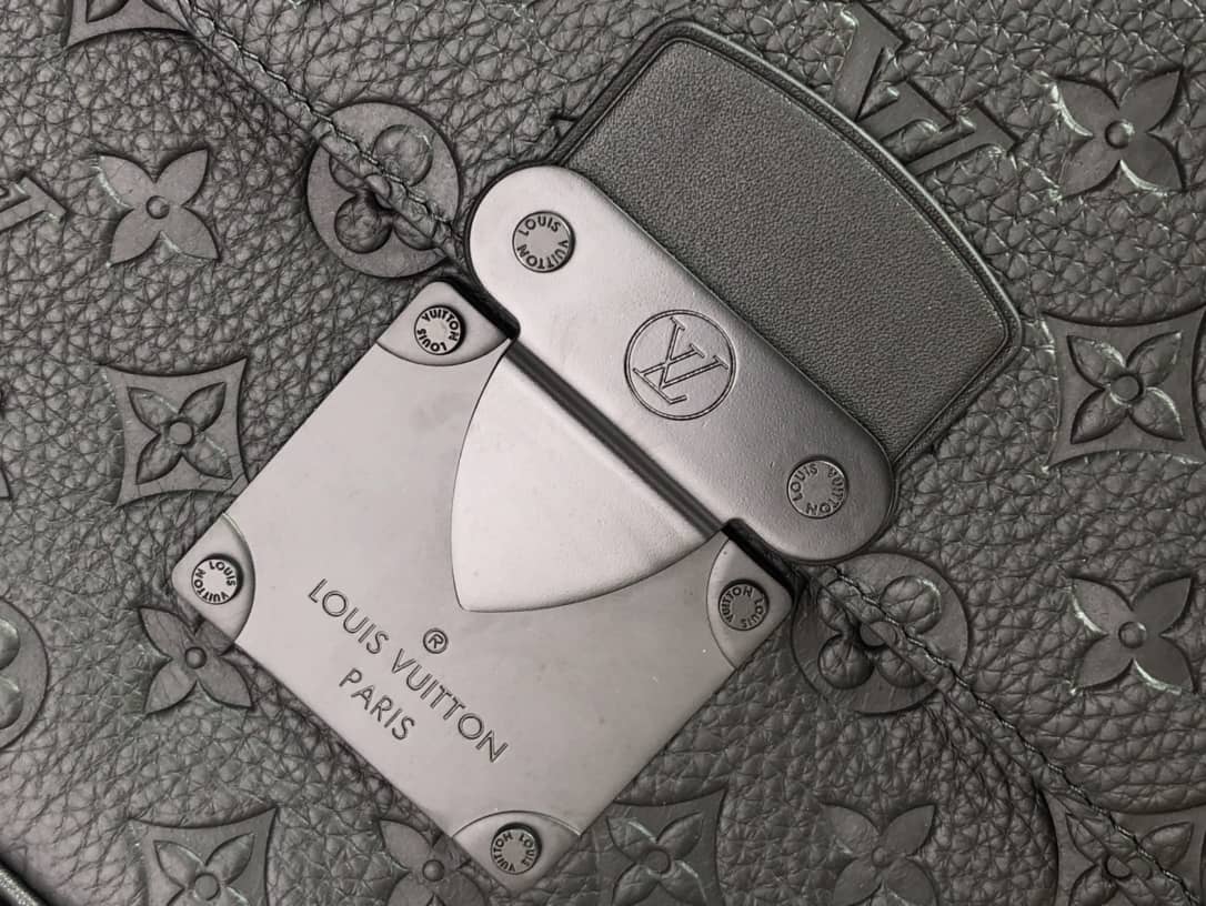 Louis Vuitton S Lock A4 Monogram Taurillon Cowhide Leather Pouch Replica Black M80582