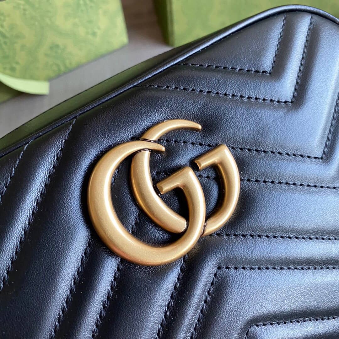 Gucci GG Marmont Small Shoulder Handbag Camera Bag Replica Black 447632