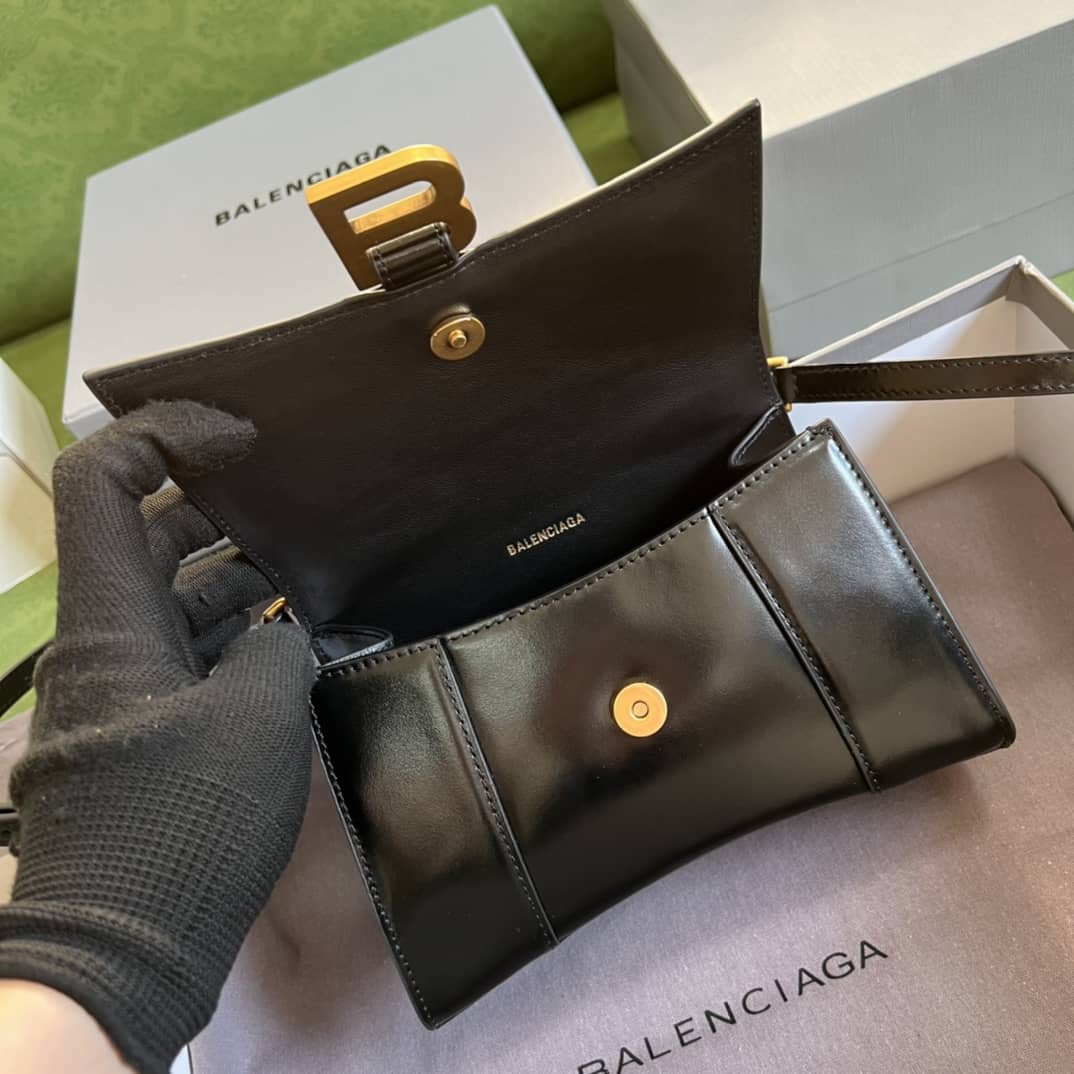Balenciaga Hourglass Leather Top Handle Replica Bag