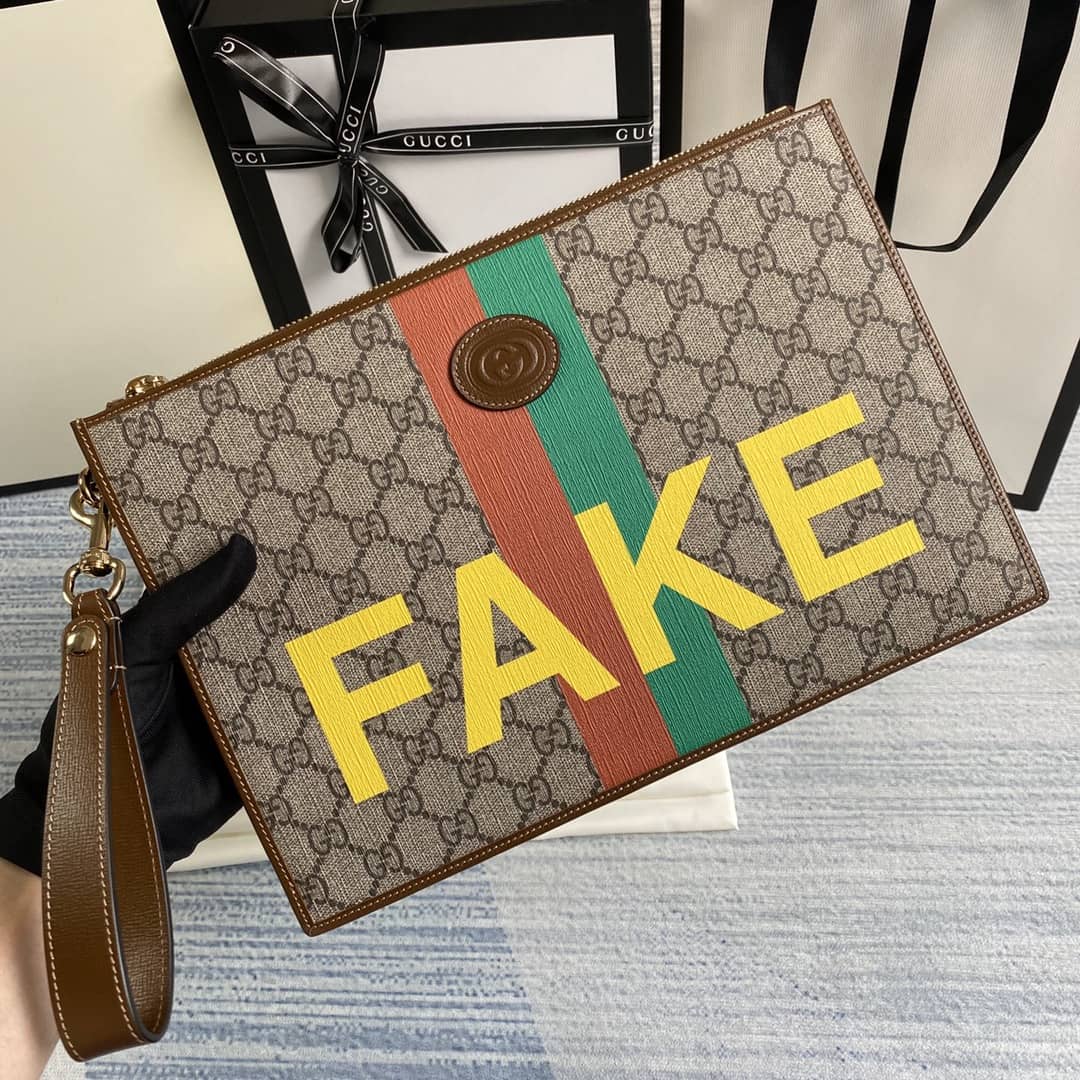 Gucci GG Supreme With Print Clutch Replica 636171