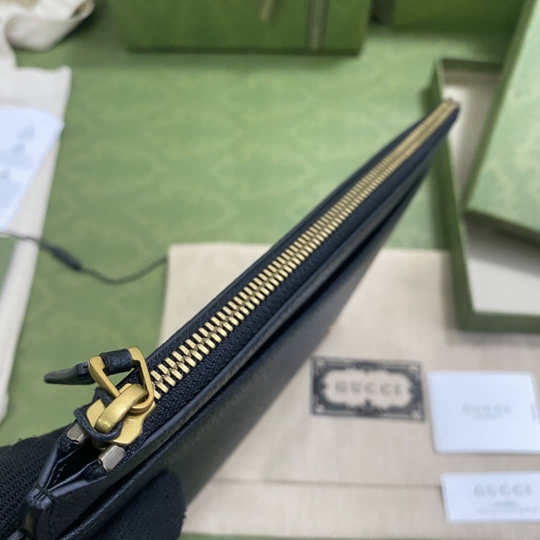 Gucci GG Marmont Black Leather Pouch Replica 658562