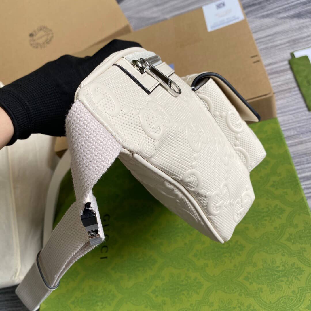 Gucci GG Embossed Belt Bag Replica White 645093