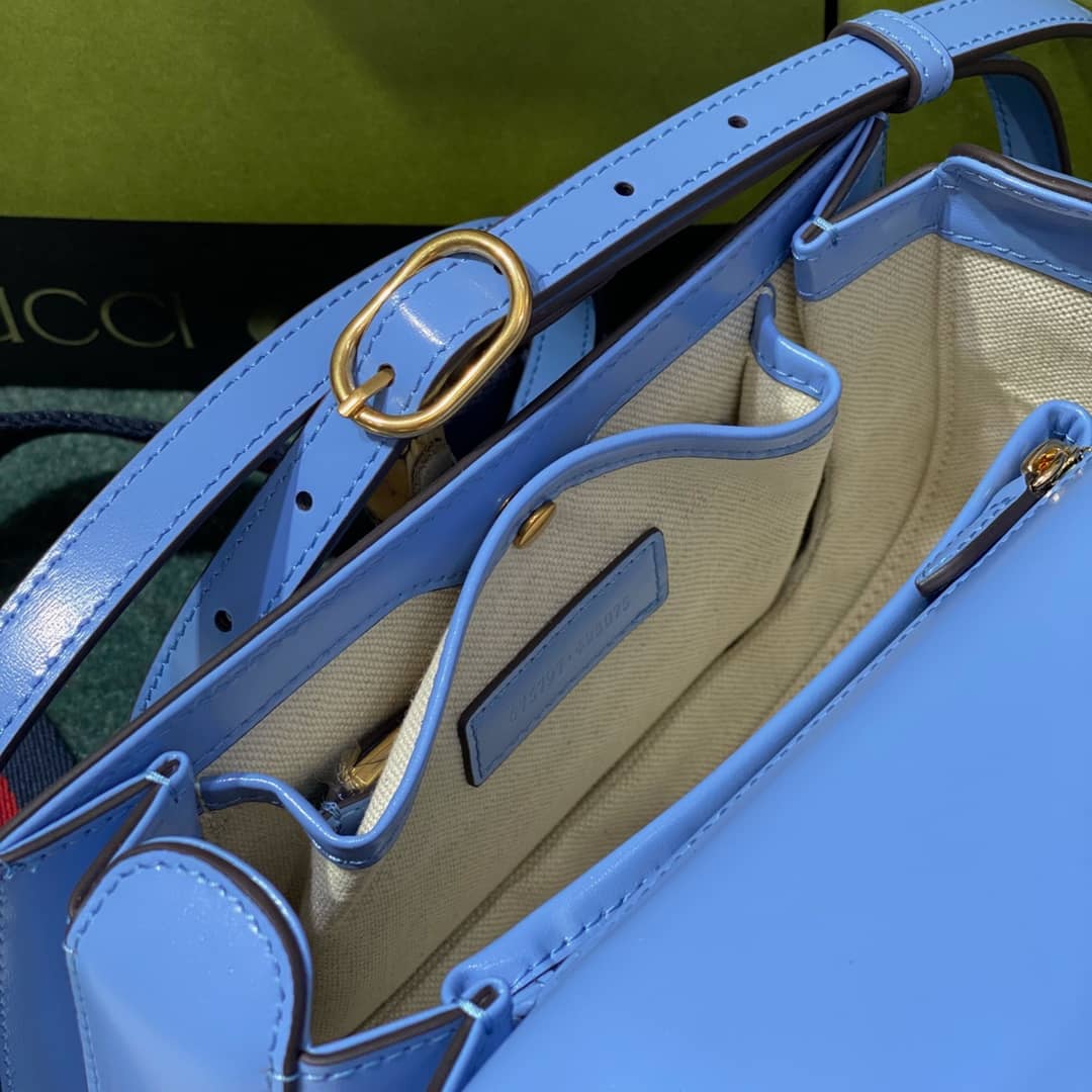 Gucci Bamboo 1947 Small Top Handle Bag 675797 Blue 675797 Replica