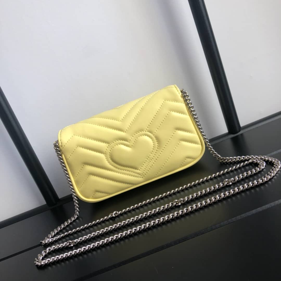 Gucci GG Marmont Matelasse Leather Mini Shoulder Bag Replica Yellow 476433
