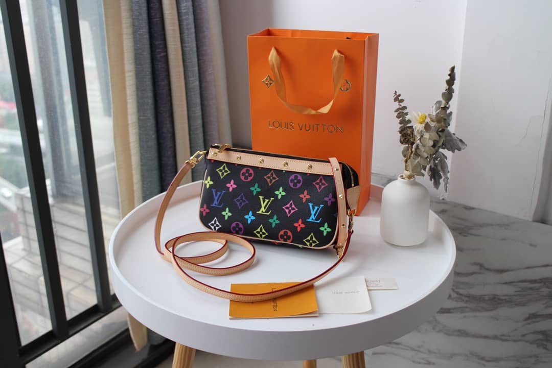 Louis Vuitton Pochette Dupe Monogram Multi  Accessoires Replica Pouch Black M92649