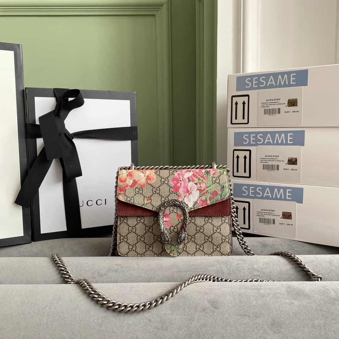 Gucci Dionysus Dupe GG Supreme Dionysus Chain Replica Shoulder Bag Brown 400249