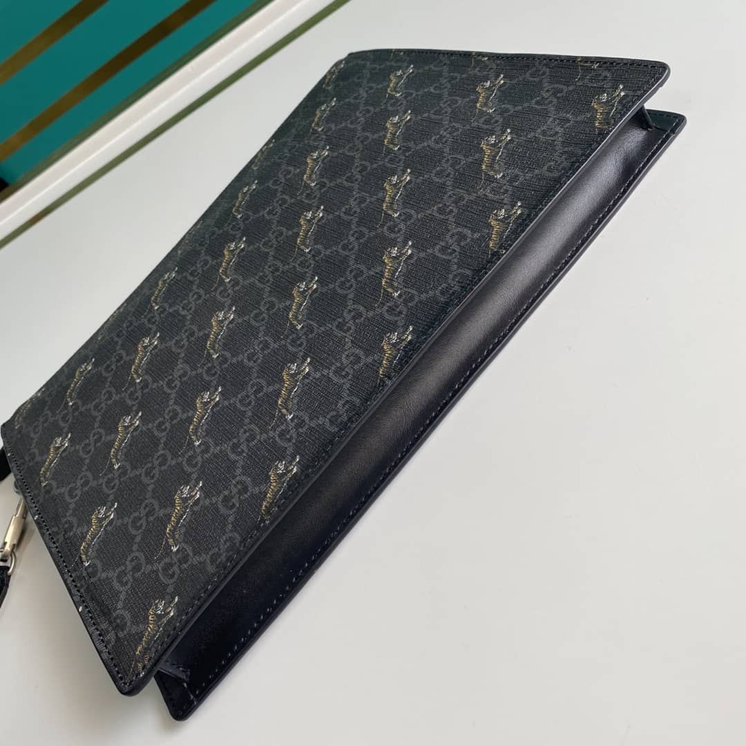 Gucci GG Supreme Tiger Print Wristlet Pouch Replica 575136