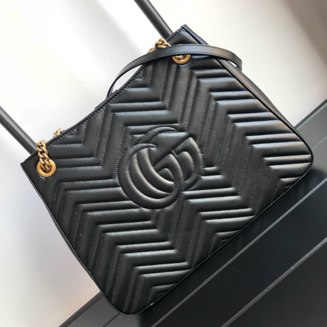 Gucci GG Marmont Chain Shoulder Bag Replica Black 453569