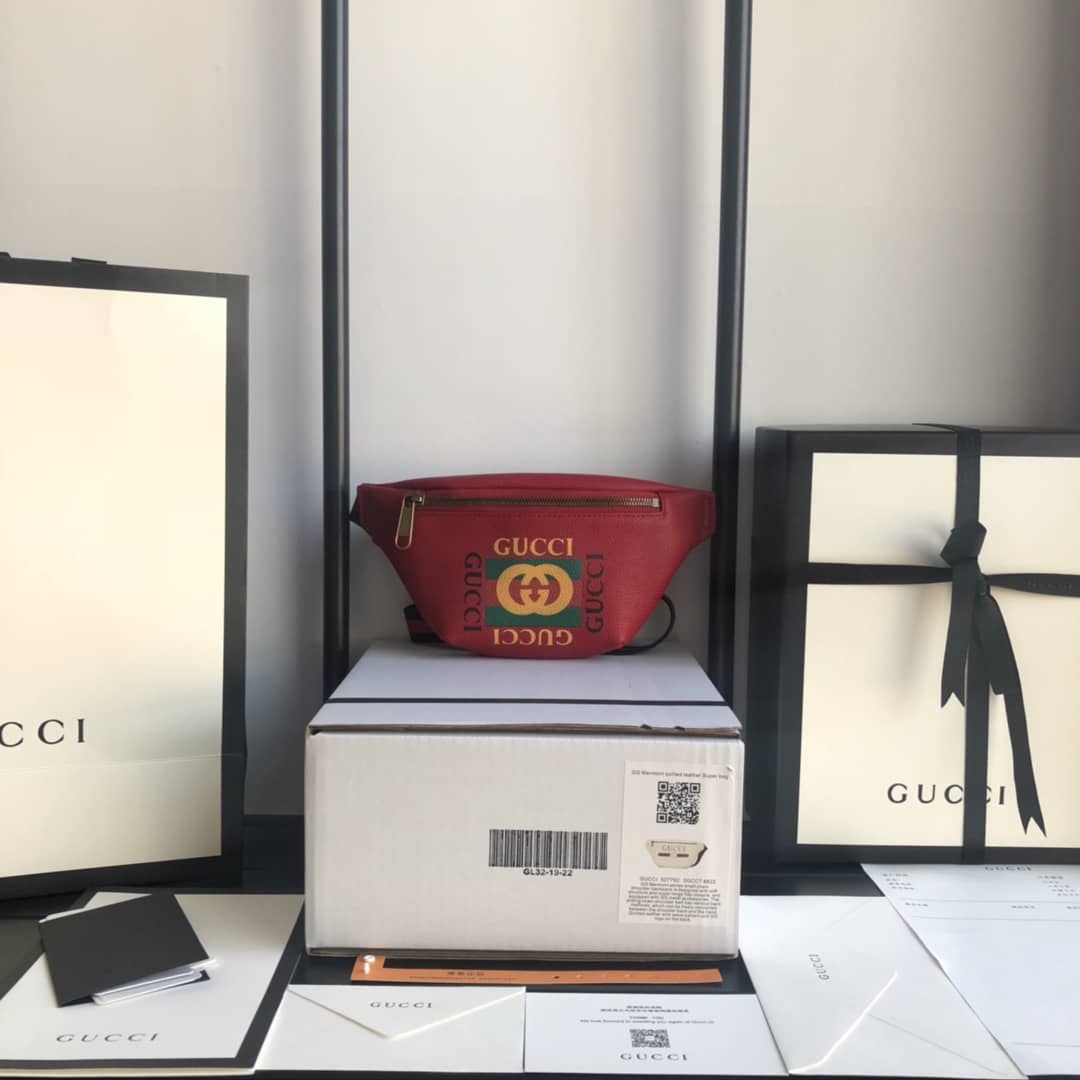 Gucci Print Small Waist Body Belt Bag Replica Red 527792