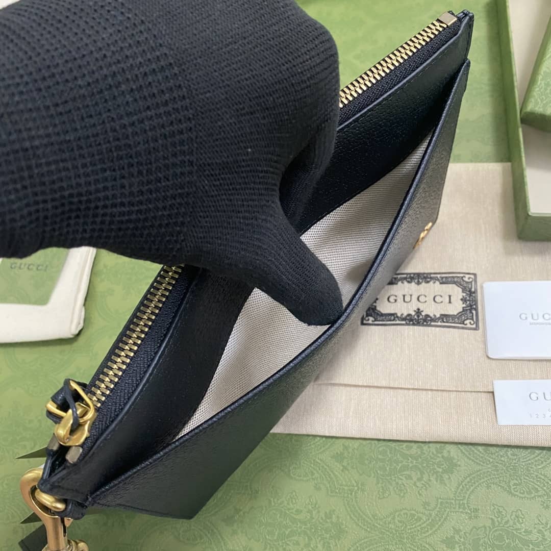 Gucci GG Marmont Black Leather Pouch Replica 658562