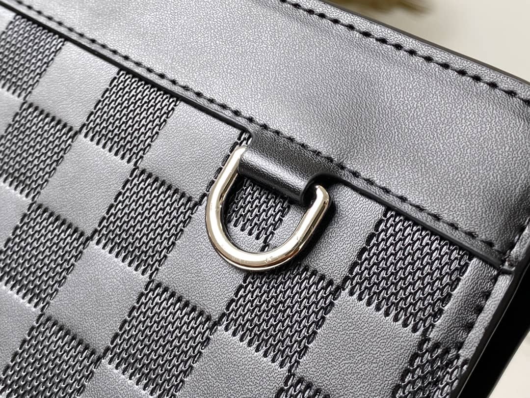 Louis Vuitton Leather Standing Damier Infini 3D Cowhide Pouch Replica Black N60450