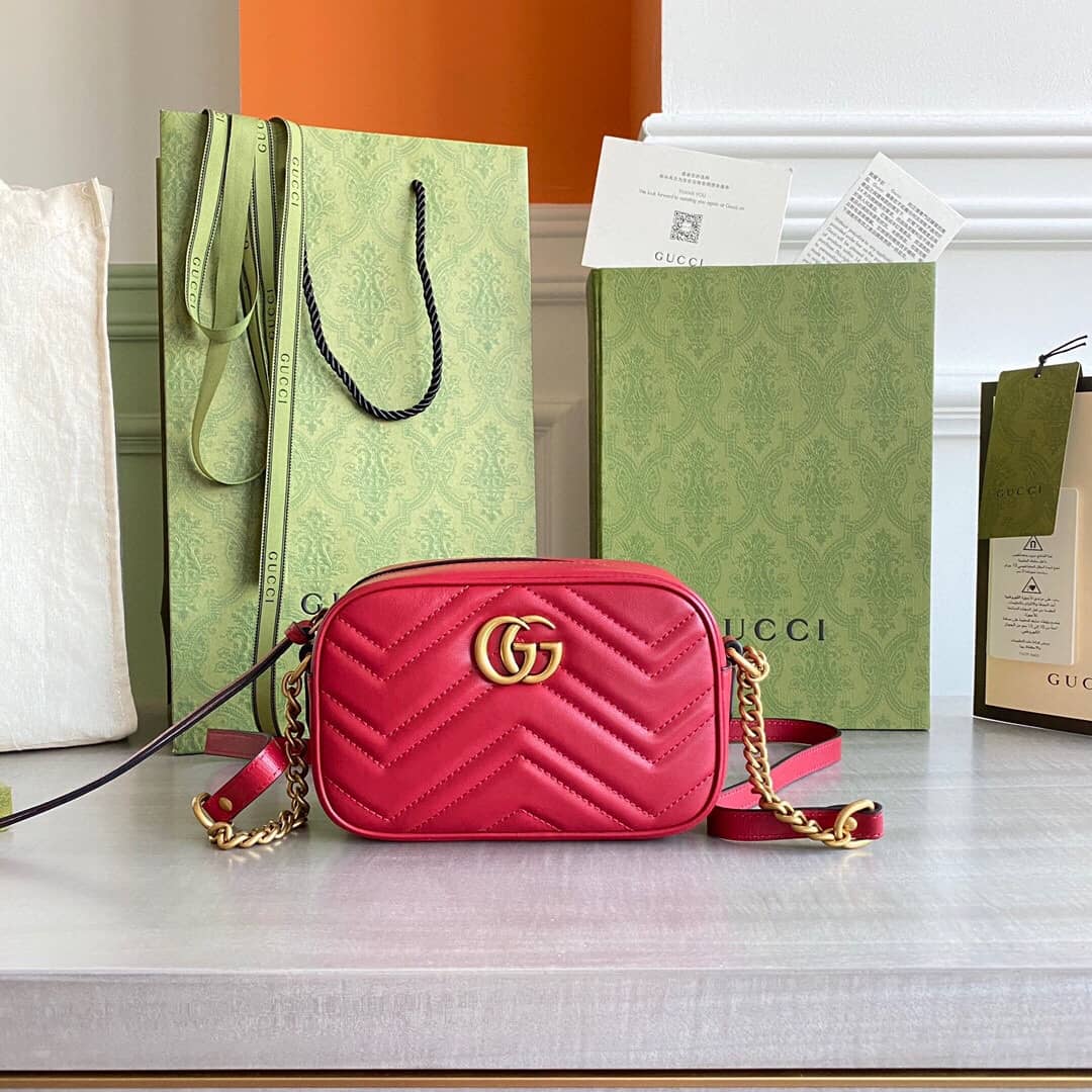 Gucci GG Marmont Matelassé Mini Bag Replica Red 448065