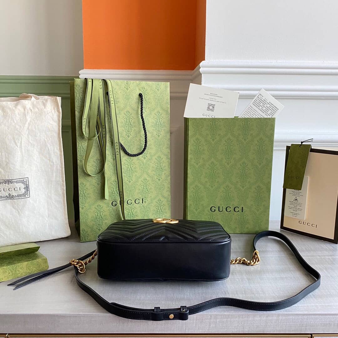 Gucci GG Marmont Small Shoulder Handbag Camera Bag Replica Black 447632