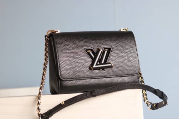 Louis Vuitton Twist MM Chain Leather Replica Bag Black M50282