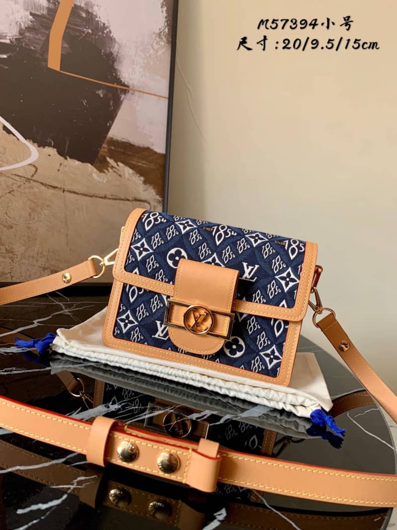 Louis Vuitton Since 1854 Jacquard Pattern Dauphine MM Replica Shoulder Bag Blue M57211