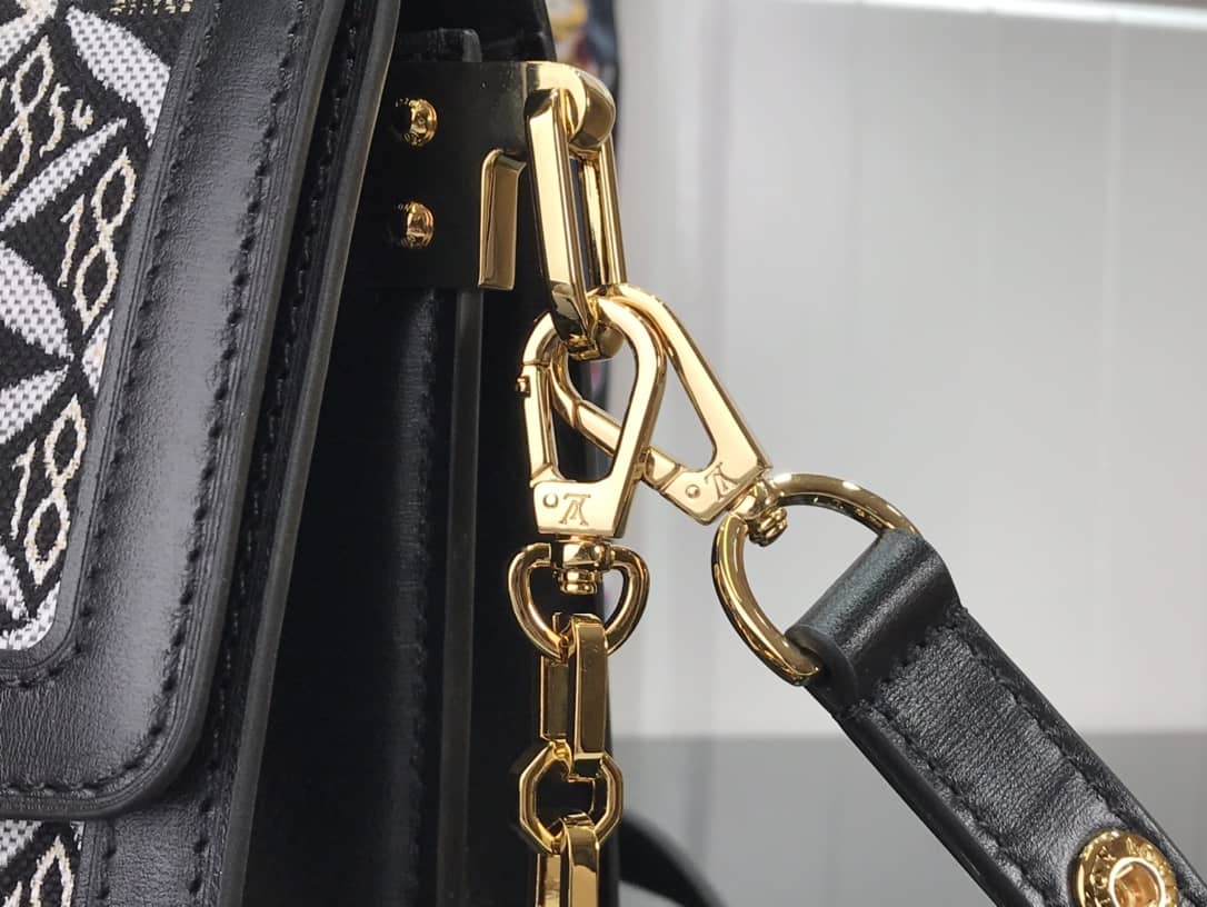 Louis Vuitton Since 1854 Jacquard Pattern Dauphine MM Replica Shoulder Bag Black M57211