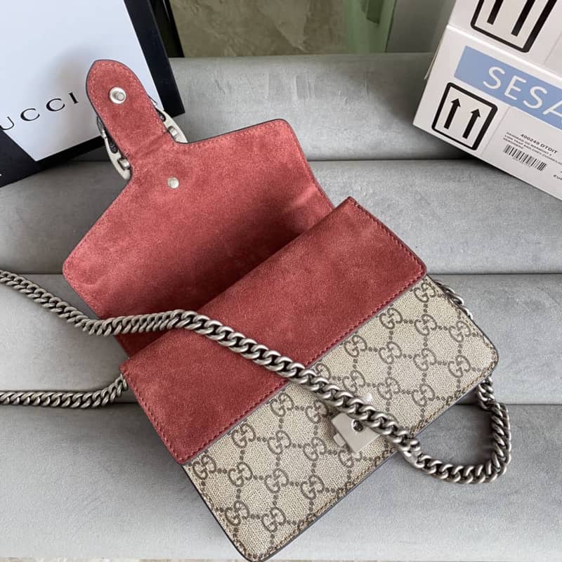 Gucci Dionysus Dupe GG Supreme Dionysus Chain Replica Shoulder Bag Brown 400249