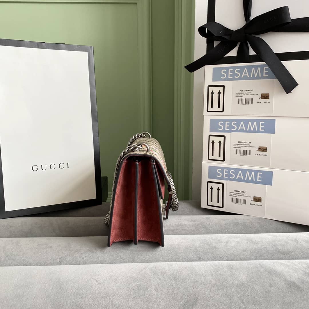 Gucci Dionysus Dupe GG Supreme Dionysus Chain Replica Shoulder Bag Brown 400249