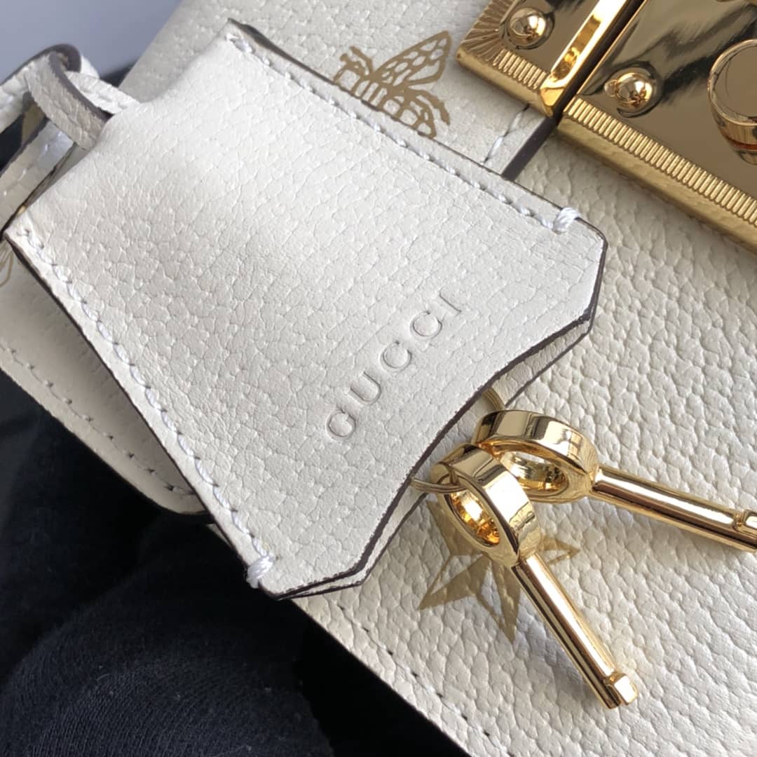 Gucci Padlock Bee Star Small Shoulder Bag Replica White 432182