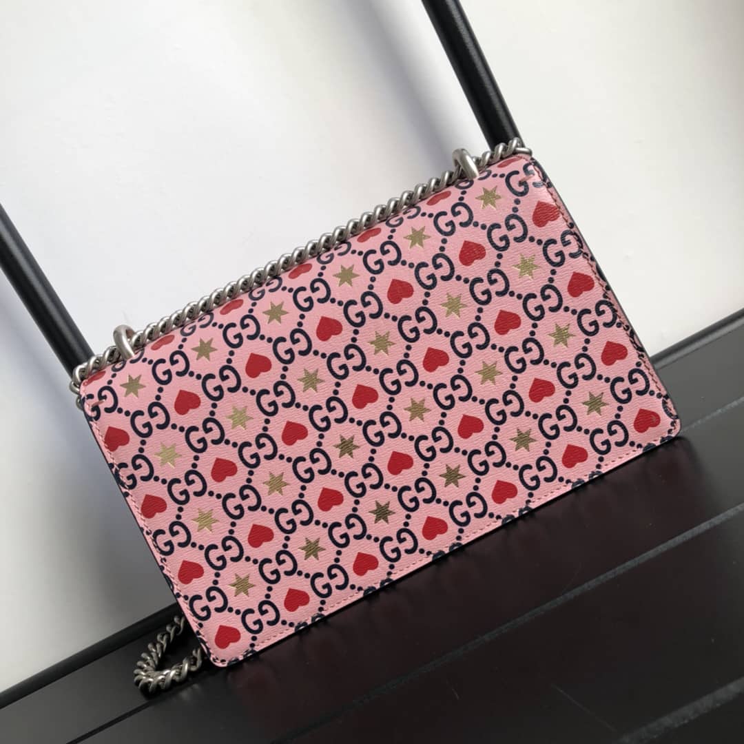 Gucci Dionysus Dupe GG Supreme Dionysus Chain Shoulder Bag Replica Pink 400249